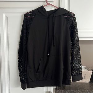 Black sweatshirt with lace